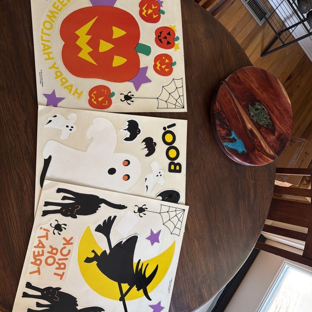 VTG Lillian Vernon Halloween Decals/ 3 Large Sheets/ Haunted House Witch ‎ Ghost